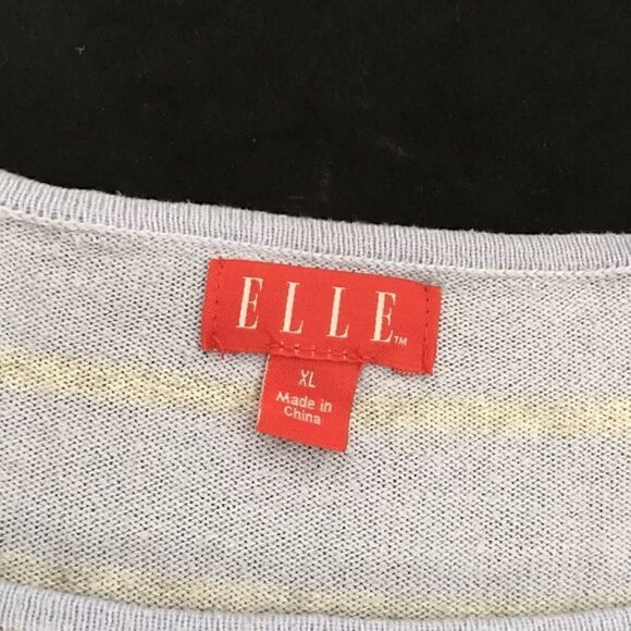 Elle Women's Long Sleeve Purple Gray Stripe Sequin Long Sleeve Sweater - XL - Picture 6 of 6